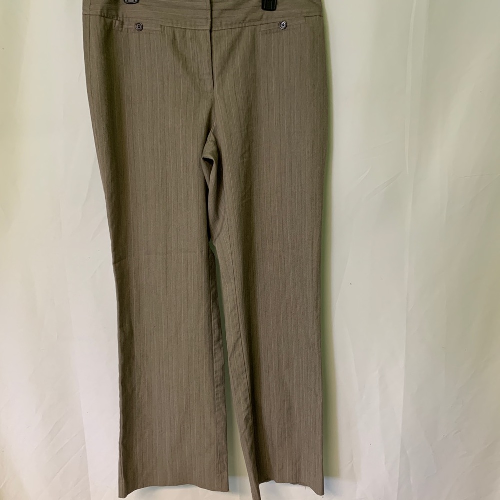 Y2K fashion Bug Dress pants Trousers Tan Flare sz 14 pinstriped officewear